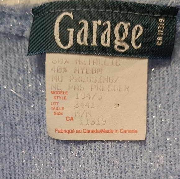 🟣3/$25🟣M❄️Garage Vtg.Fuzzy Blue Shimmer Cardigan - Picture 5 of 7